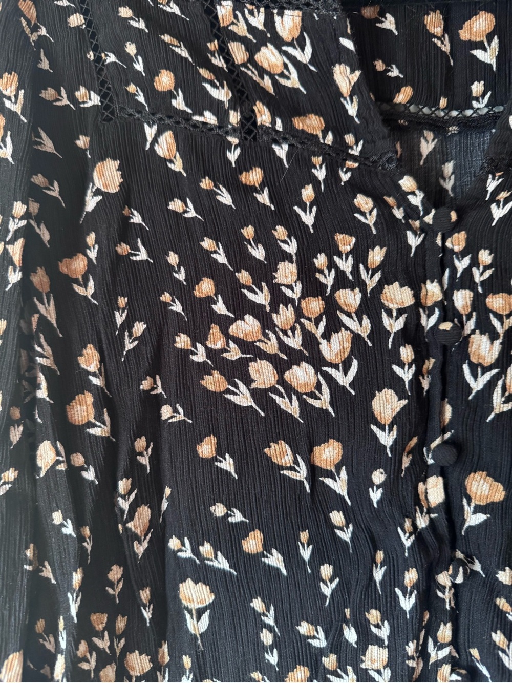 White House Black Market Black Floral Peasant Blouse - Picture 2 of 7